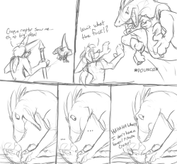 askrenardfoxx: “I-It’s not like I like being pinned underneath a big powerful predator. B-baka!”  So before I started playing again Ark: Survival Evolved released a TLC update to the Raptor that gave it a pouncing ability. Needless to say I was