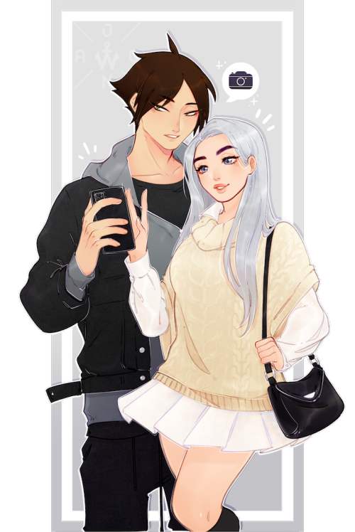 Waist Up Couple Commission + bonus selfie for @sleepyrintaro w Sunaaaa!! Thank you so much again for