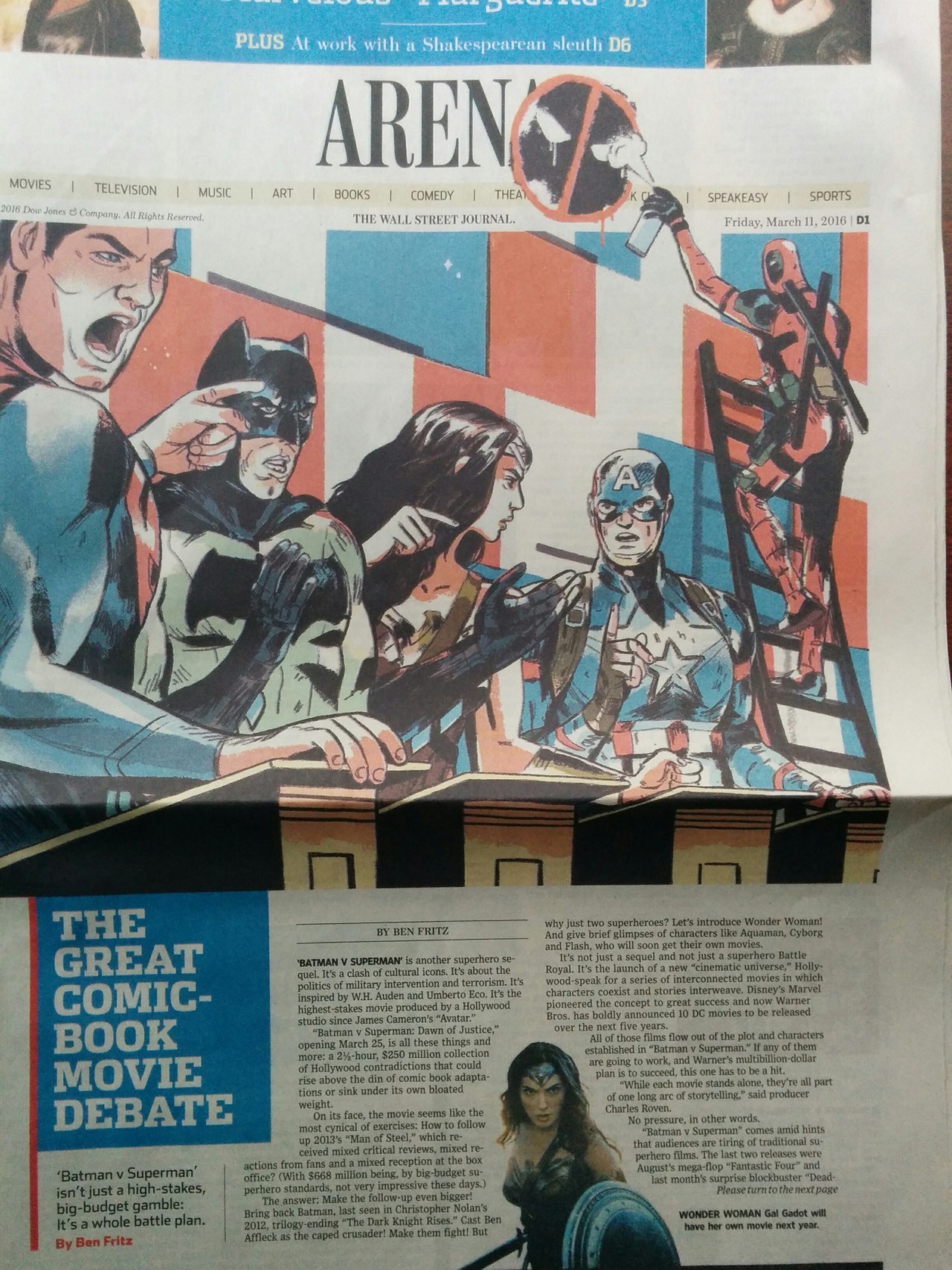 Today’s Wall Street Journal.Tony was too rich to appear.But Deadpool’s available