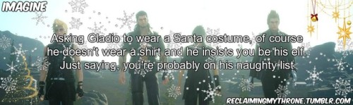 Gladio: Why not sit on my lap?You: G-Gladio!Gladio: What? I already know you’ve been naughty