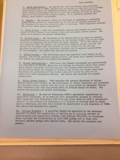 Minutes From 1962 National CORE Convention
