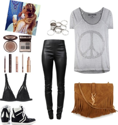 Angel… by mariaseixas featuring a black lingerieTrue Religion rock t shirt, 310 BRL / Alexand