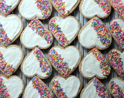 Frosted Sugar Cookie Hearts (vegan)