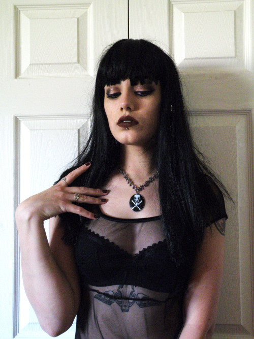 thegothicalice:  “Double, double toil and trouble; Fire burn and cauldron bubble.” Bird skull necklace painted by me, fitting for my inner dark witch.
