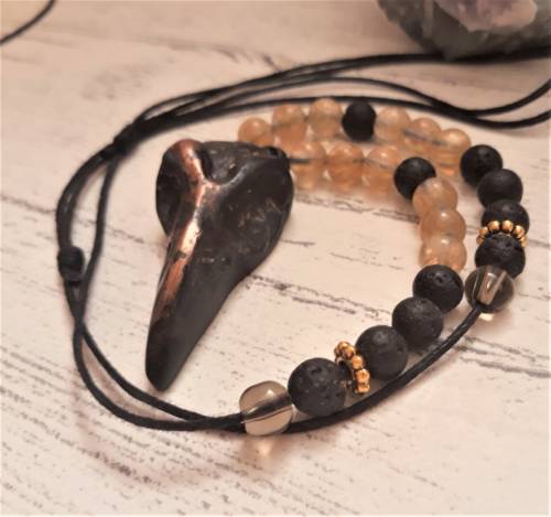 Shungite Infused Orgone Raven Skull Amulet - Energy Healing, Harmonising Pendant