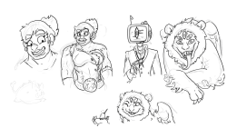 missyzero:Here is some doodles of Big Bertha as an orc and has a human1 And dinking about with Sheldons design once again. There we have his robotic form that is sort of a robot powered by demons. I guess technically a golem. And there we have one of