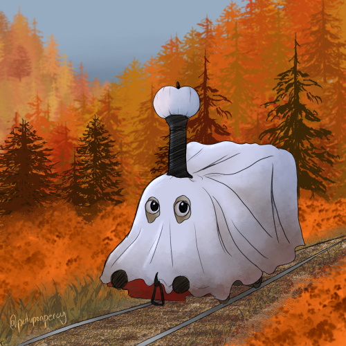 Spooky Photo Trend Except It's Narrow Gauge Engines