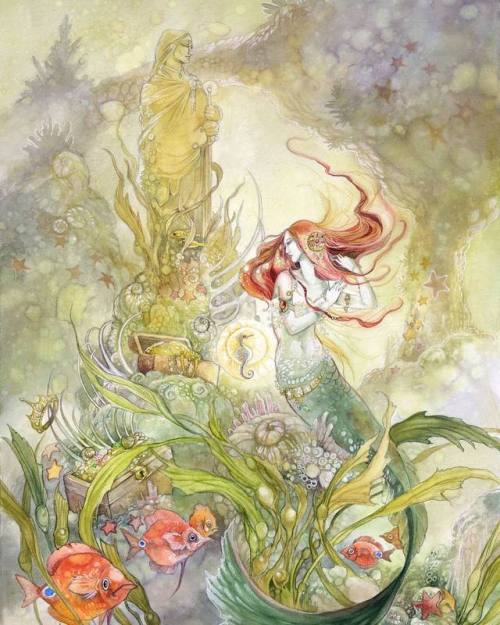 shadowscapes-stephlaw:“Secret Treasure”#littlemermaid #mermaid #hanschristianandersen #fairytale #oc