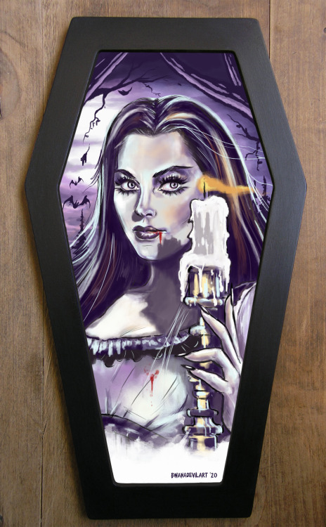 bwanadevilart: Lily Munster coffin art by BwanaDevilArt Limited edition! www.bwanadevilart.bigcartel