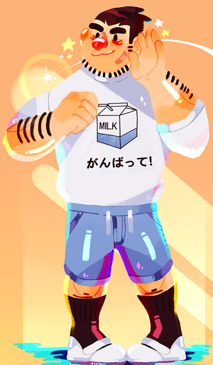 aljericamora:    “Morning Bara” Feat. “Gyuunyuu A.K.A Yuu 2015” my bara OC which literally means “Cow Milk”, he is also my clothing pin up that you guys will like for different clothes styles but this is his default clothes, morning you guys.
