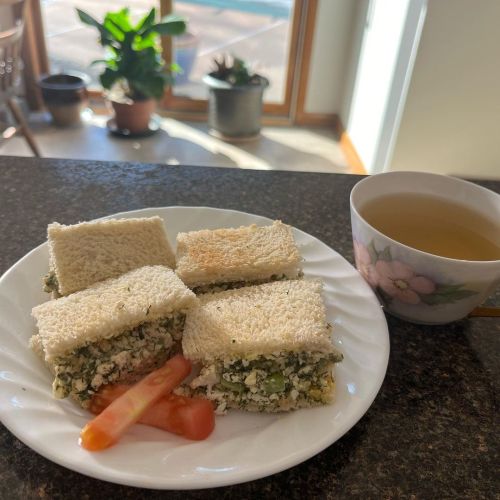 For lunch I had a tea party with vegan tofu salad tea sandwiches :3 #vegan #veganism #veganfood #w