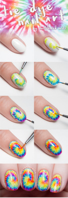 chalkboardnails:  Tie dye your tips with