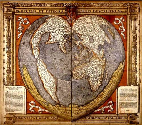 renaissance-art:Oronce Fine c. 1536Heart Shaped Map