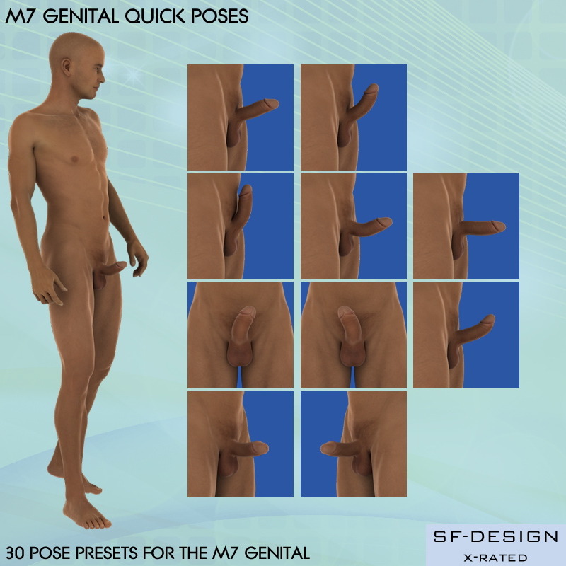 Brand new poses now available by SFD! 30 pose/shape presets for M7 Genital : 10 erect,