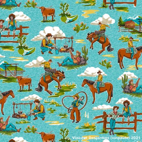 My vintage style “Out West” design is my entry for Spoonflower’s “Home on the Range” themed challeng