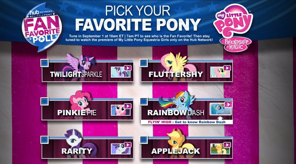 awthredestim:  fuckyeahrarity:  playerj:  What do you think? Place your vote! http://www.hubworld.com/hubworld/specials/mlpfim-fan-favorite/