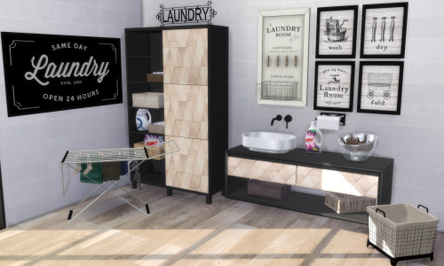  Laundry SetMore stuff for your laundry room!15 meshes:Sink - 10 swatchesCabinet - 13 swatchesDetege