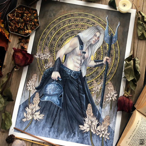 ajramseyart: Hades God of the Underworld, Watercolor, color pencil and gouache.Who’s ready for a com