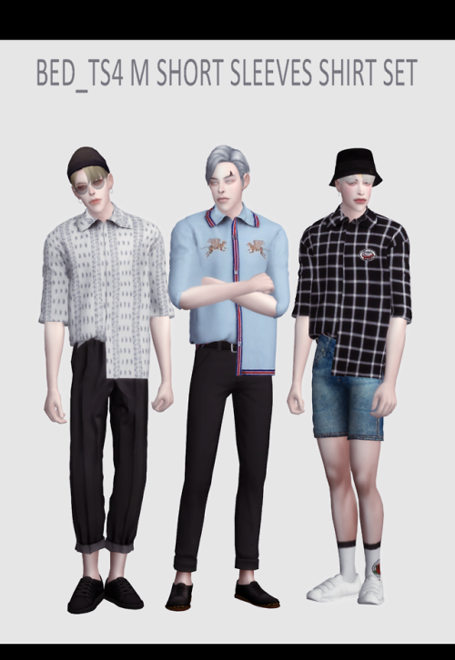 iridescent — BED_TS4 M short sleeves shirt set mesh&texture by...