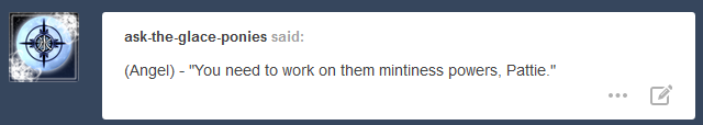 ask-peppermint-pattie:  I don’t like talking about it…   Seems like more of a