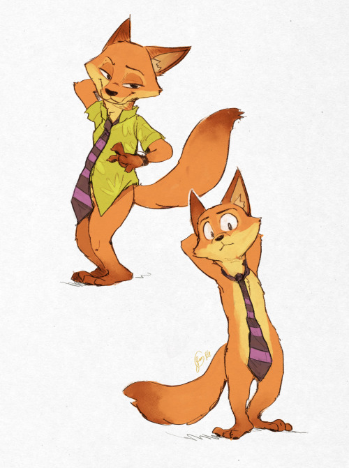 Nick…wears a tie, shirt and…well pants aren’t important anyway…More to see of h