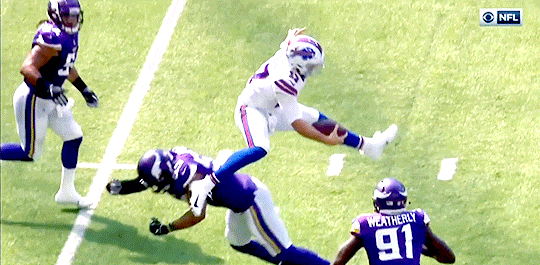 guhle:  Josh Allen hurtles Anthony Barr in the Bills 27 - 6 victory over the Vikings #AirAllen