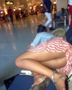 omg-upskirts:  Fell asleep at the airport