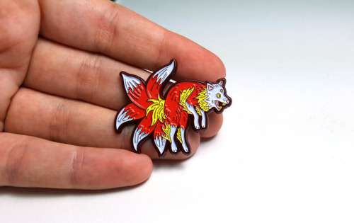 New Kitsune enamel pins are now available in my shop!1.5 inches with two pin posts for stability. Ch