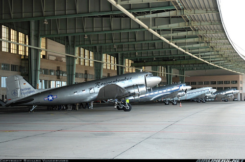 aviationblogs: DC-3s/C-47s parked at Tempelhof for the 60th Berlin Airlift anniversary in 2008 (cred