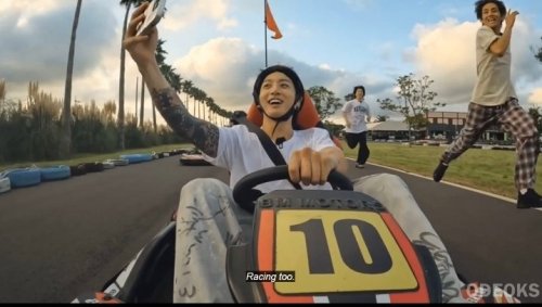 JK, Taking A Pic Of Tae Running Next To Him