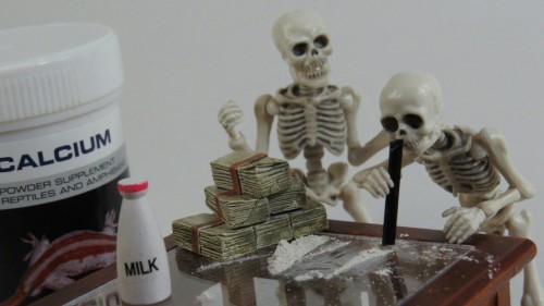 doubledealer93:  Remember dont do drugs kids. They are skeletons and need calcium. So its ok for them to snort it.