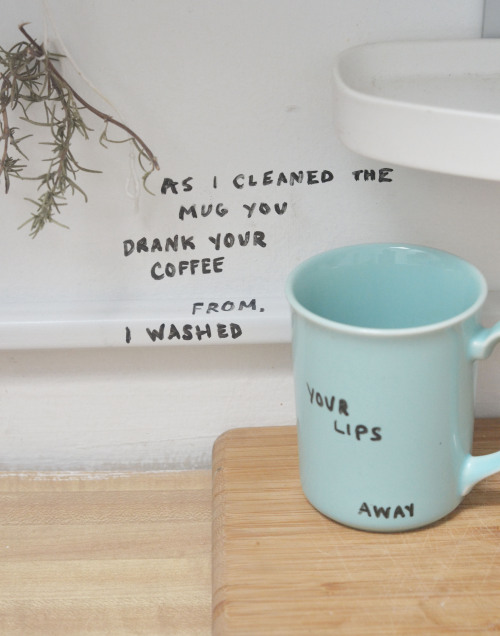 tiredtalk:  morning after thoughts about the impermanence of a hook up written in permanent marker in the places he touched  by Lindsay Bottos 