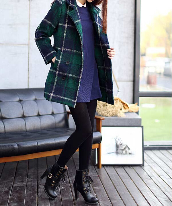 sixkissesdotcom:  Plaid Winter Coat 