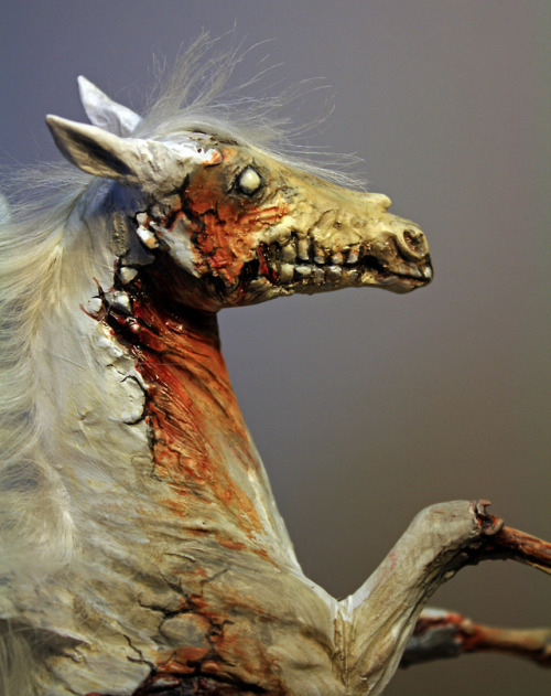 “Apocalypse” zombie pegasus unicorn sculpture. Completely handmade from polymer clay ove