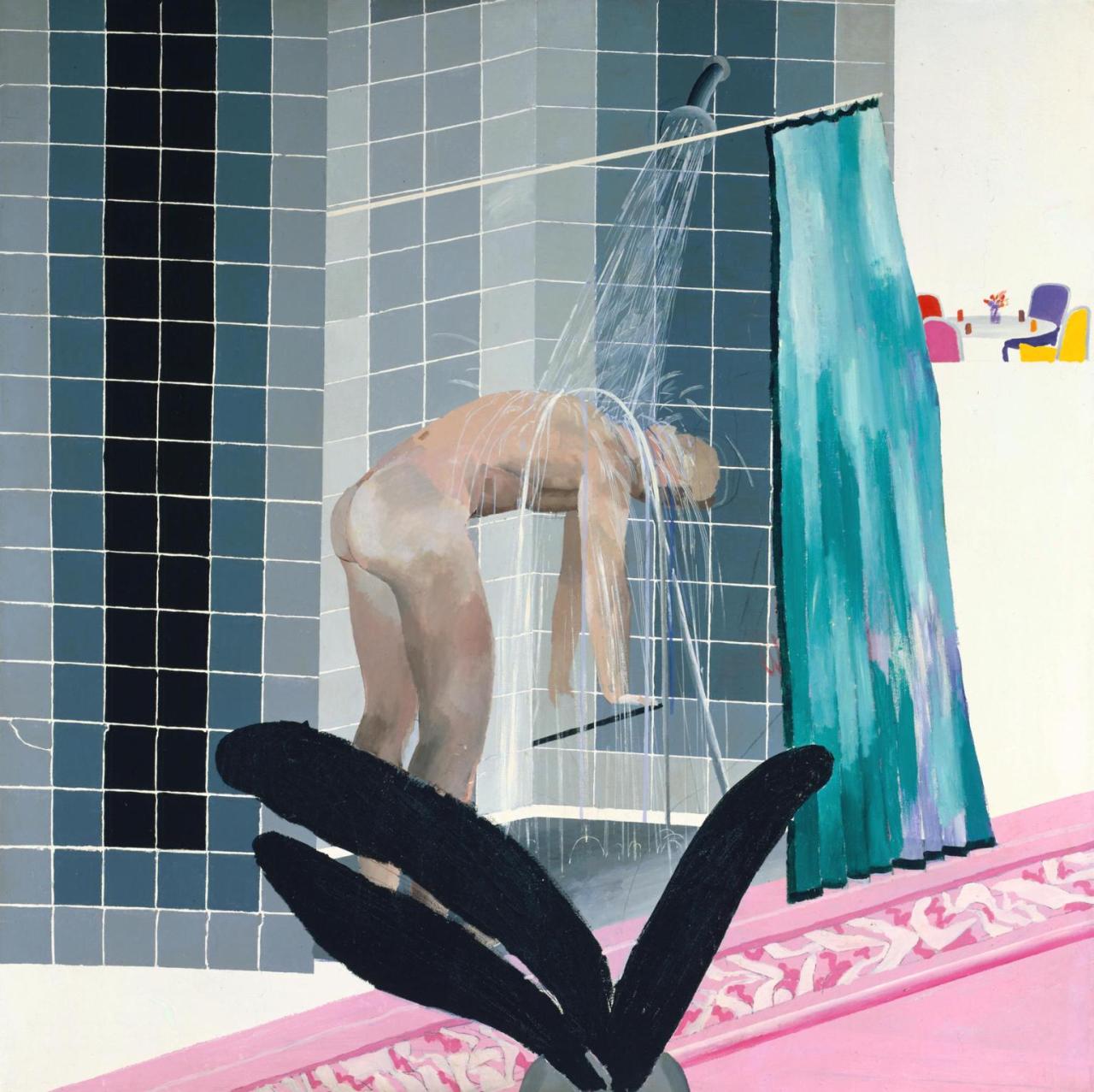 thusreluctant:  Man in Shower in Beverly Hills by David Hockney