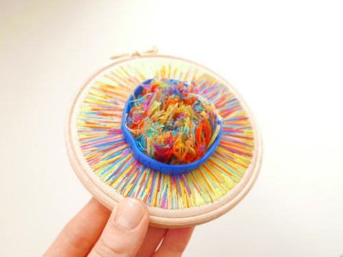 lesstalkmoreillustration:Handcrafted Mixed Media 3D Embroidery Hoops By Nibyniebo On Etsy*More Thing