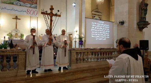 “Stations of the Cross” ceremony at the Saint Francis of Assisi Church, Aleppo.