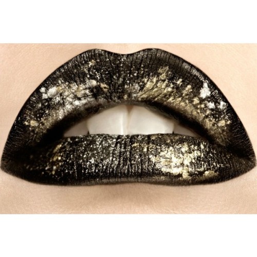 ken-pao-beauty-black-gold-lips ❤ liked on Polyvore