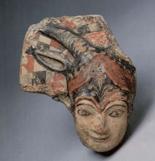 theancientwayoflife:~ Antefix depicting the head of Juno Sospita.Place of origin: Etruria, ItalyDate