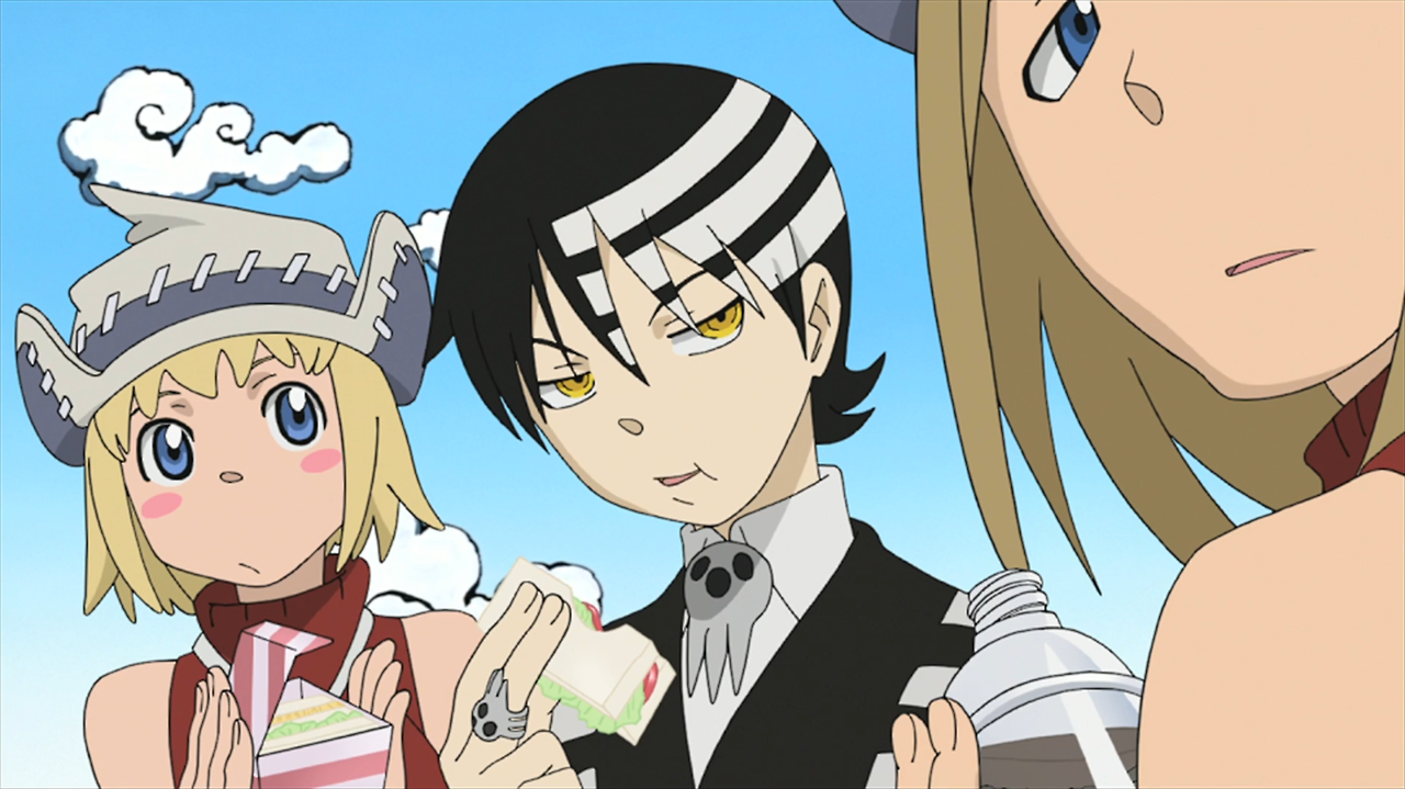 Soul Eater Death The Kid And Twins Soul Eater Screencaps - Death the Kid and his partners, Liz and Patty...