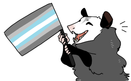 yutyrannuss:  Happy pride month!  Pride possums set 6 Demigirl, demiboy, demigender (You can use the