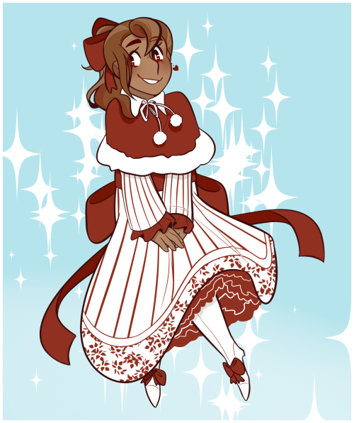 here’s my @layton-secretsanta piece for @ghostgirlvii !!i went with a happy holiday-themed flora bec