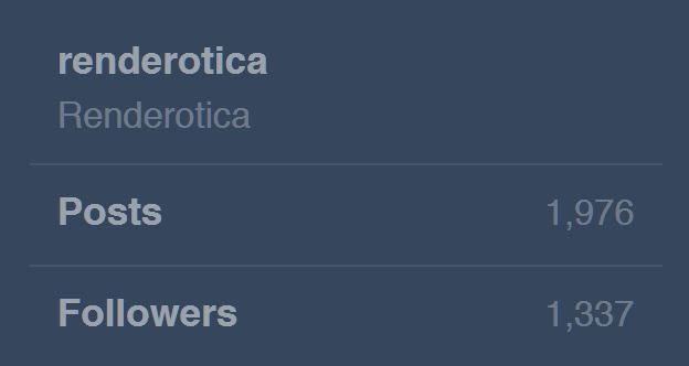 Renderotica has JUST reached “Leet” follower status!!Thanks to all of you who