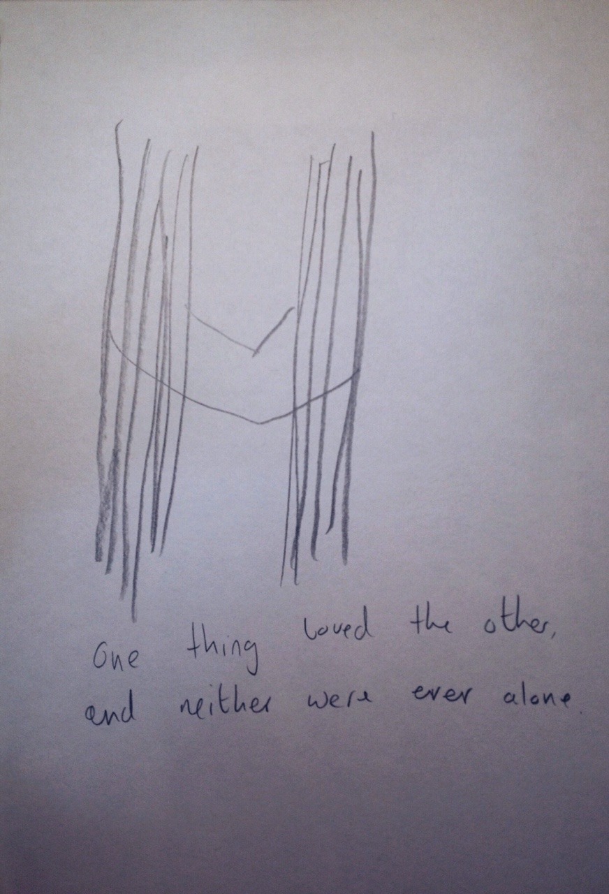 iamvickle:  One thing loved the other and neither were ever alone.  Pencil on paper