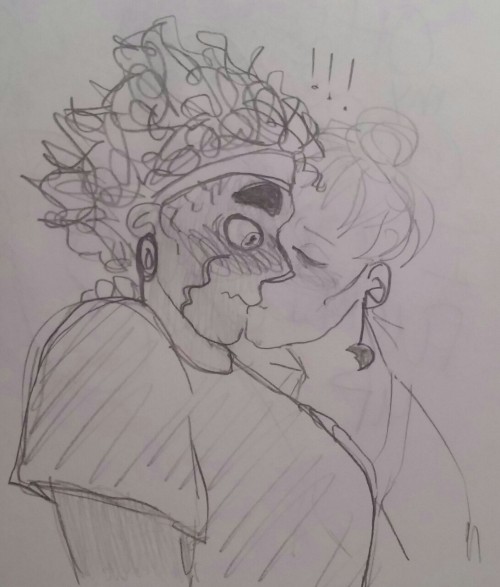 chudobs:  THIS BOYFRIEND IS FAR TOO SPICY - a kissing poldul request for father-pucci sorry it looks super shitty neko i drew it at like 3 am ( ͡° ͜ʖ ͡°) please forgive this egg