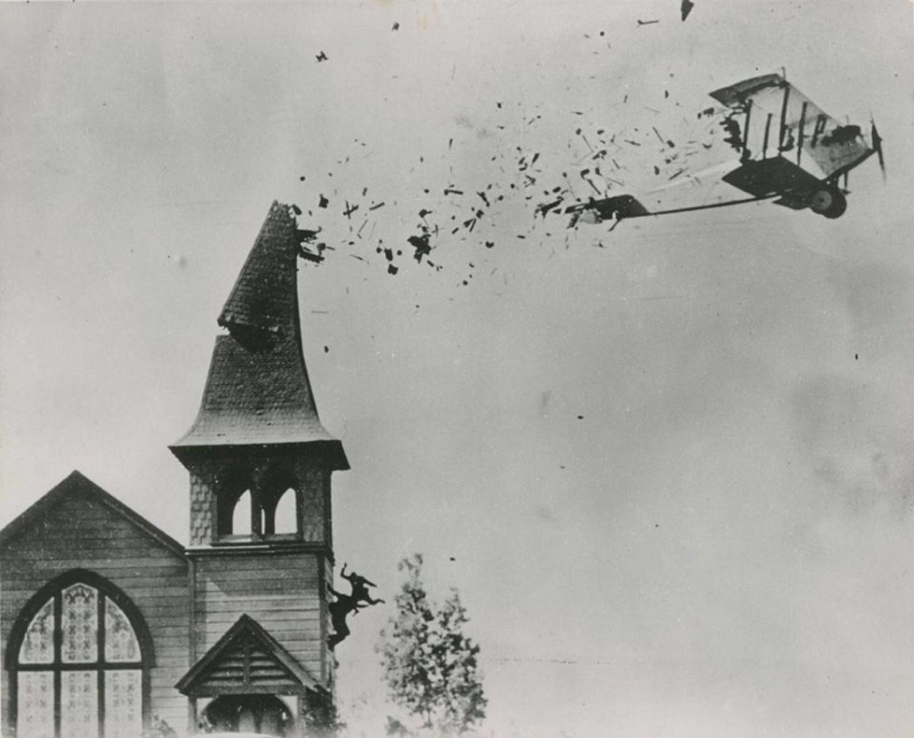 hauntedbystorytelling:Ormer Locklear flies through a break-away church steeple as