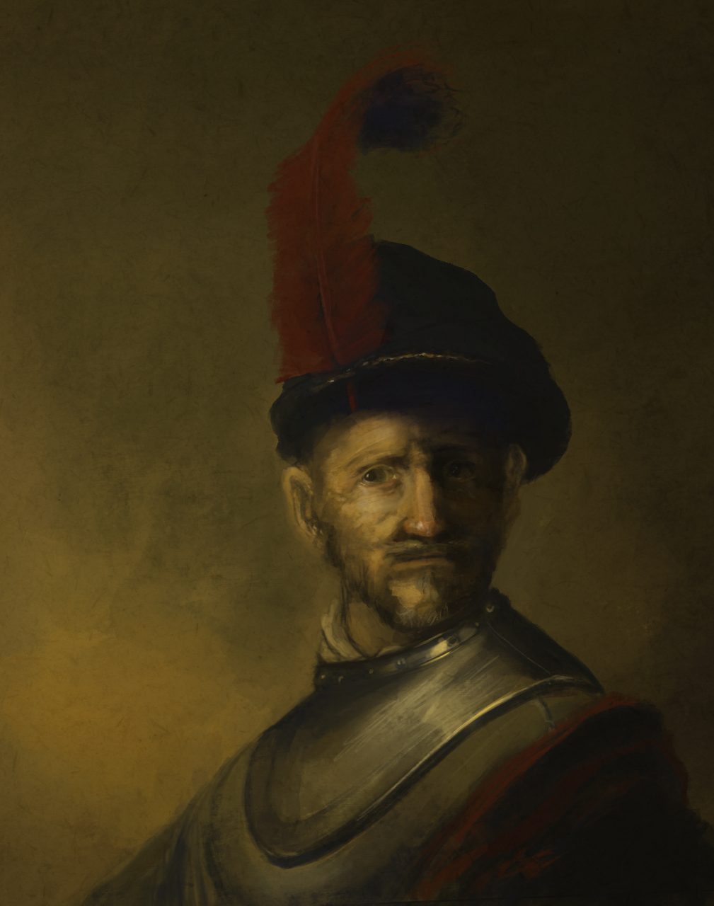 Few hours practice in Photoshop based on An Old Man In Military Costume by Rembrandt