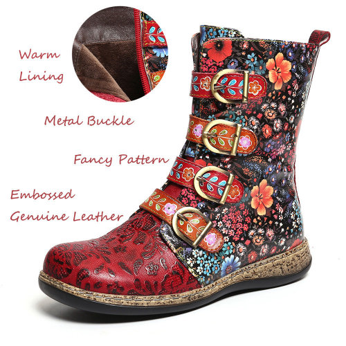 strangeavenueexpert:Elegant Flowers Printing Lace Up Block Heel Ankle BootsClick HERE20% OFF coupon 