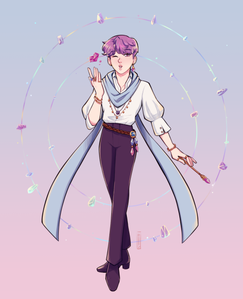  I’m so happy I can share these! Seokjin is a Crystal Witch that can make magical crystals and