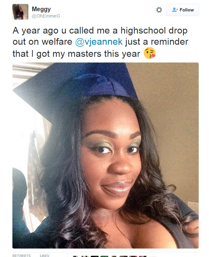 myactivism:  Look at this beautiful sistah. She made sure he knew his racist stereotypes